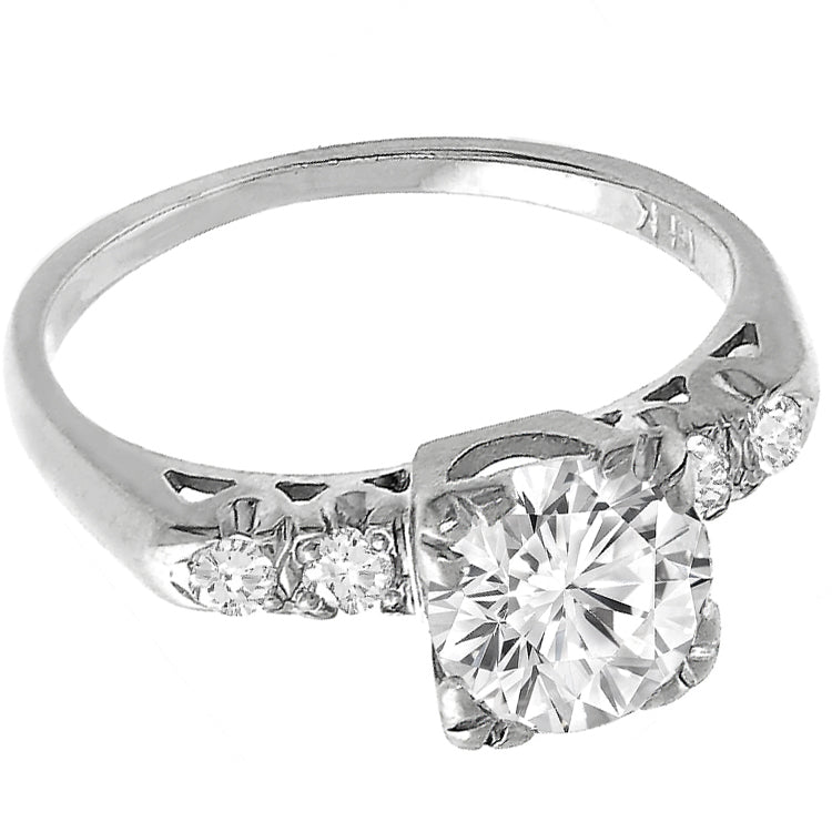 Estate 0.85ct Round Brilliant Diamond 14k White Gold Engagement Ring