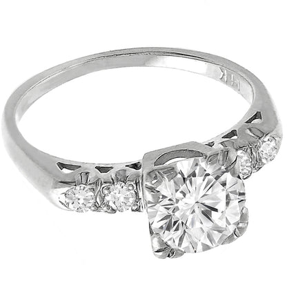 Estate 0.85ct Round Brilliant Diamond 14k White Gold Engagement Ring