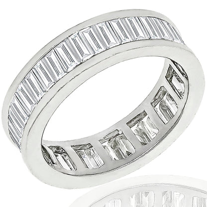 Estate 3.41ct Baguette Brilliant Diamond Eternity 18k White Gold Wedding Band