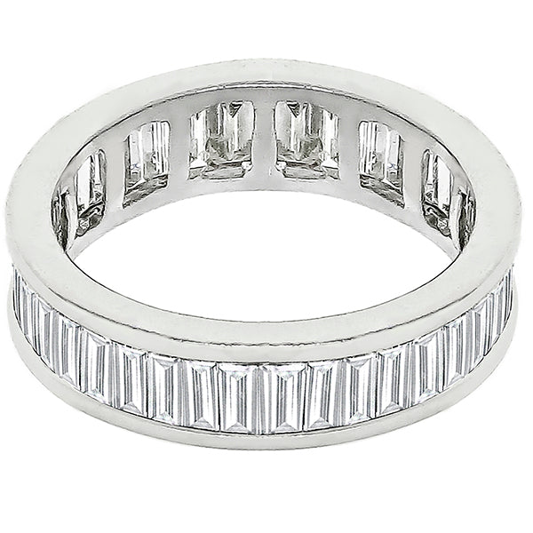 Estate 3.41ct Baguette Brilliant Diamond Eternity 18k White Gold Wedding Band