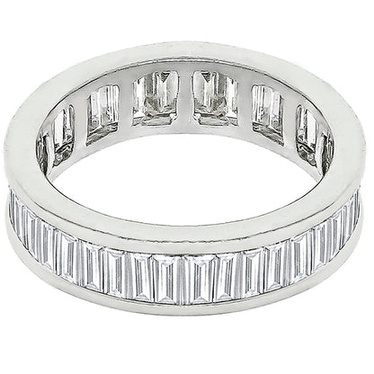 Estate 3.41ct Baguette Brilliant Diamond Eternity 18k White Gold Wedding Band