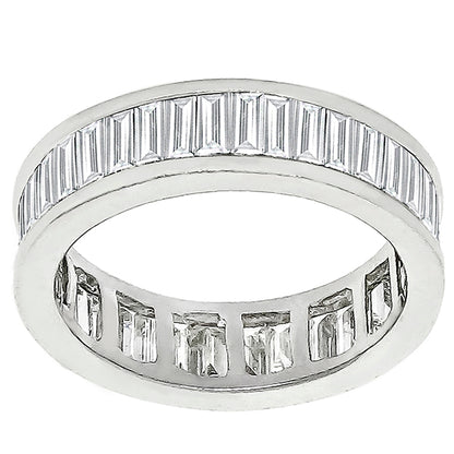Estate 3.41ct Baguette Brilliant Diamond Eternity 18k White Gold Wedding Band