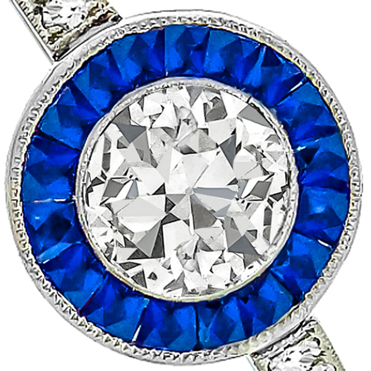 Art Deco Style GIA Certified 0.58ct Circular Diamond Ring