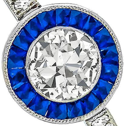 Art Deco Style GIA Certified 0.58ct Circular Diamond Ring