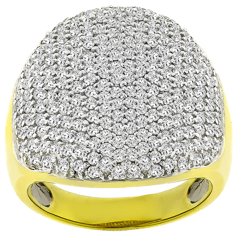 Estate Sonia B 4.00ct Round Brilliant Diamond 14k Yellow And White Gold Ring