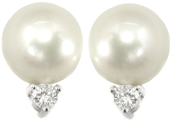 Pearl 0.15ct  Dimaond Earrings