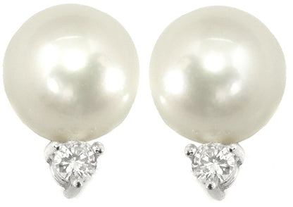 Pearl 0.15ct  Dimaond Earrings