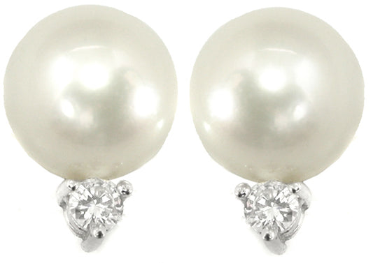 Pearl 0.15ct  Dimaond Earrings
