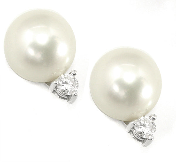 Pearl 0.15ct  Dimaond Earrings