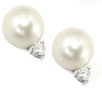 Pearl 0.15ct  Dimaond Earrings