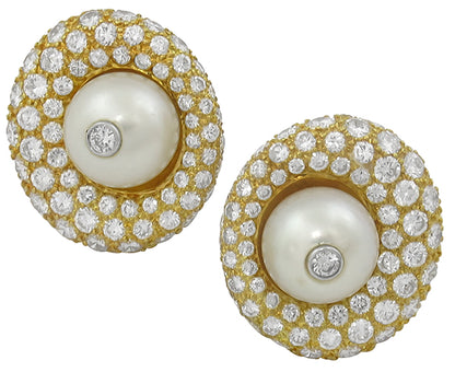 Pearl 4.50ct Diamond Gold Earrings