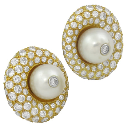 Pearl 4.50ct Diamond Gold Earrings