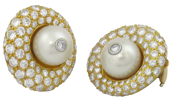 Pearl 4.50ct Diamond Gold Earrings