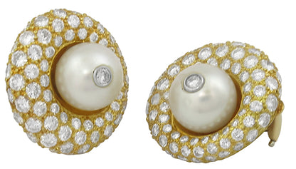 Pearl 4.50ct Diamond Gold Earrings