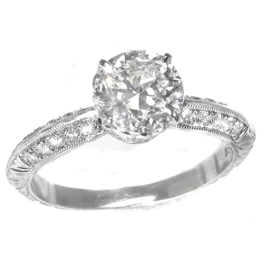 Peregrina 1.28ct Transition Round Brilliant Diamond Platinum Engagement Ring