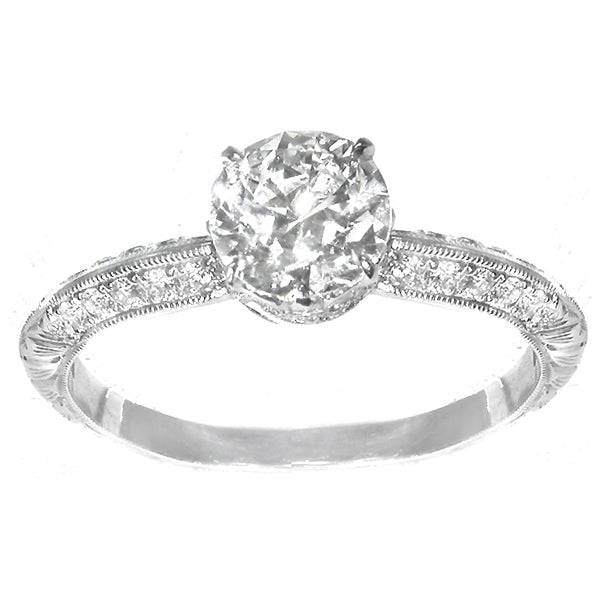Peregrina 1.28ct Transition Round Brilliant Diamond Platinum Engagement Ring
