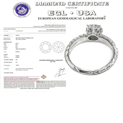 Peregrina 1.28ct Transition Round Brilliant Diamond Platinum Engagement Ring