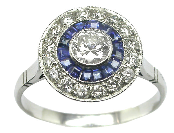 Platinum Diamond Sapphire Ring