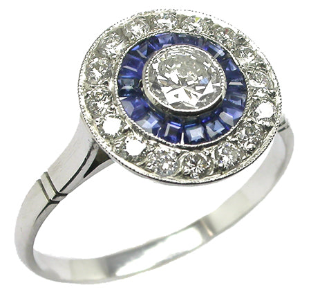 Platinum Diamond Sapphire Ring