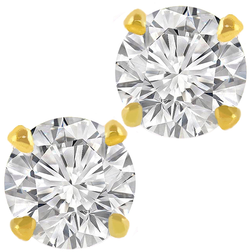 Estate 0.80ct Round Brilliant Diamond Screw Back 14k Yellow Gold Stud Earrings