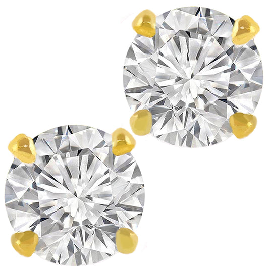 Estate 0.80ct Round Brilliant Diamond Screw Back 14k Yellow Gold Stud Earrings
