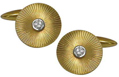 Retro 0.25ct Diamond  14k Yellow Gold  Cufflinks