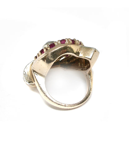 Retro 0.35ct Diamond Ruby14k Pink and White Gold Ring