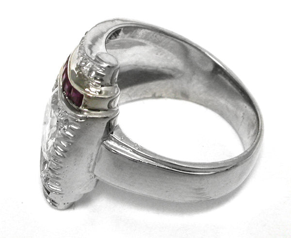 Retro 1.46ct  Round  Diamond  Ruby Ring