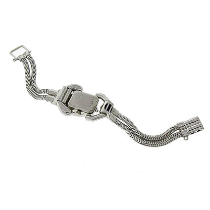 Retro Ruby Diamond 14k White Gold Ladies Cover Watch Bracelet