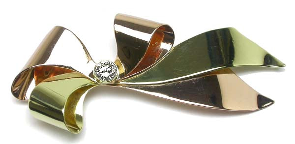 Retro Tiffany & Co. 0.59ct Diamond 14k Yellow 7 Pink Gold Pin