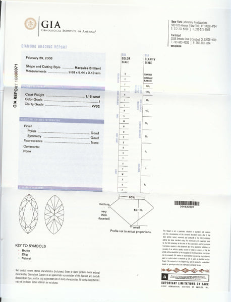 Ritani 1.15ct Marquise Cut Diamond Platinum Engagement Ring