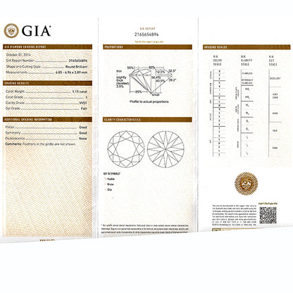 Ritani  GIA Certified 1.15ct Diamond Engagement Ring