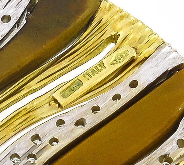 Roberto Coin 0.80ct Diamond Tiger's Eye Elephant Skin Gold Pendant Necklace