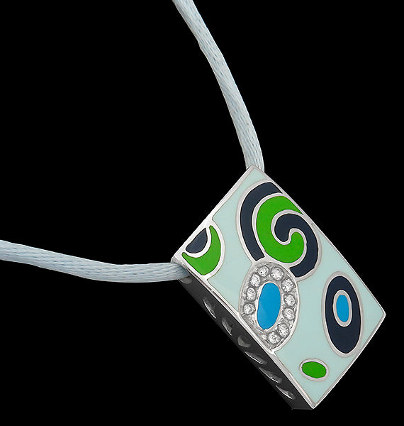 Roberto Coin Enamel Diamond White Gold Necklace