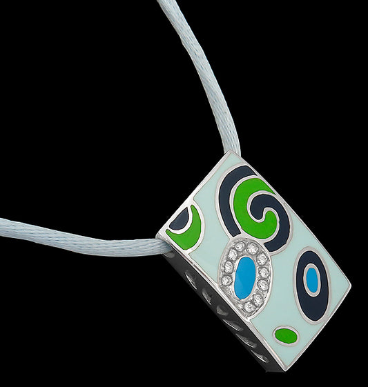 Roberto Coin Enamel Diamond White Gold Necklace