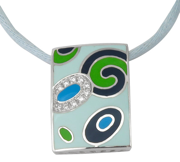 Roberto Coin Enamel Diamond White Gold Necklace