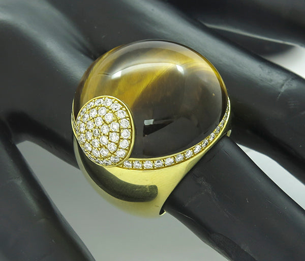 Roberto Coin Tiger's Eye 1.20ct Diamond Gold Ring