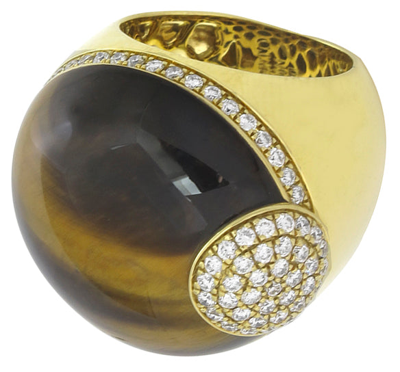 Roberto Coin Tiger's Eye 1.20ct Diamond Gold Ring