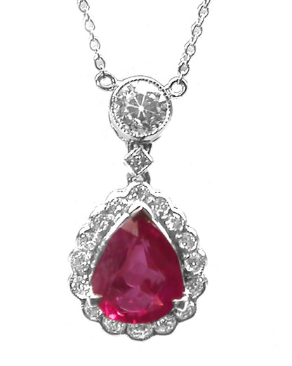 Ruby Diamond 14k WhiteGold Necklace