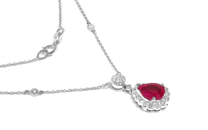 Ruby Diamond 14k WhiteGold Necklace