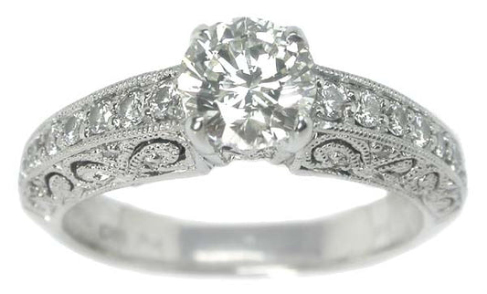 Signed Greco 1ct Diamond Platinum Enggagement Ring