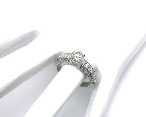 Signed Greco 1ct Diamond Platinum Enggagement Ring