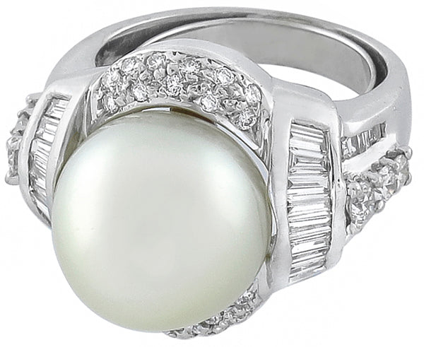 South Sea Pearl 1.00ct Diamond Ring