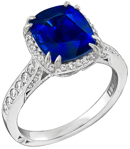 Tacori 3.87ct Natural No Heat Sapphire Diamond Engagement Ring