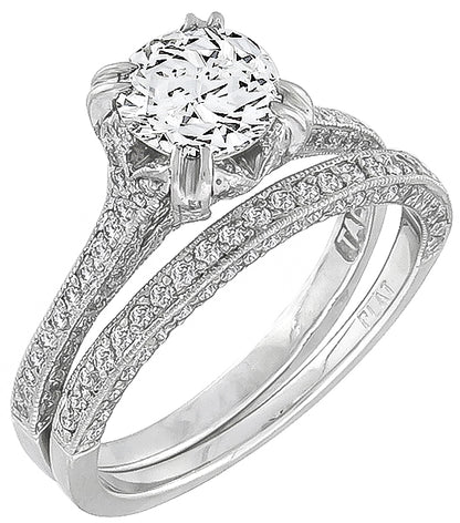 Tacori GIA  0.84ct Diamond Engagement Ring and Wedding Band Set