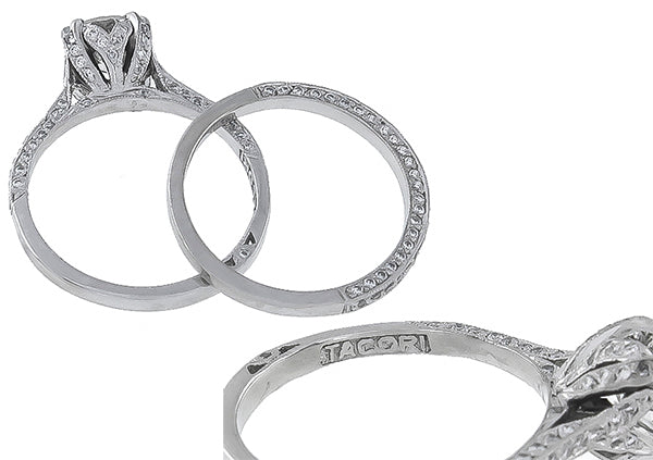 Tacori GIA  0.84ct Diamond Engagement Ring and Wedding Band Set