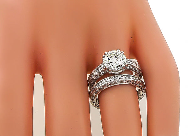 Tacori GIA Certified 2.03ct Diamond Engagement Ring and Wedding Band Set