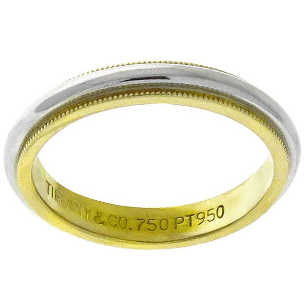 Tiffany & Co. 3mm 18k Yellow Gold Platinum Filigree  Wedding Band