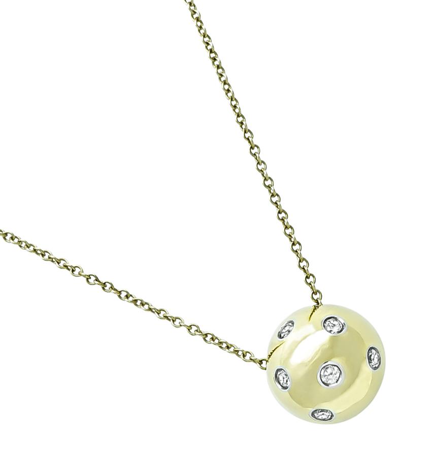 Tiffany diamond ball pendant necklace 18K gold platinum design