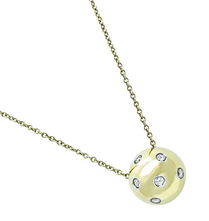 Tiffany diamond ball pendant necklace 18K gold platinum design